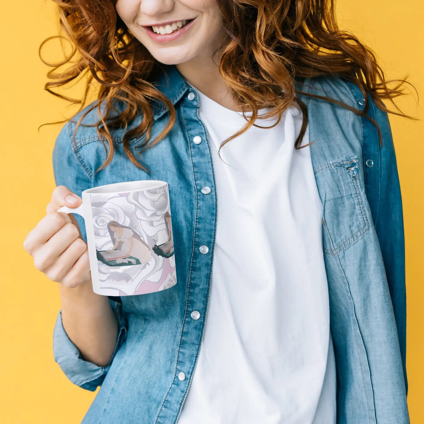 Future Mrs.© White Coffee Mug With White English Roses And Bride