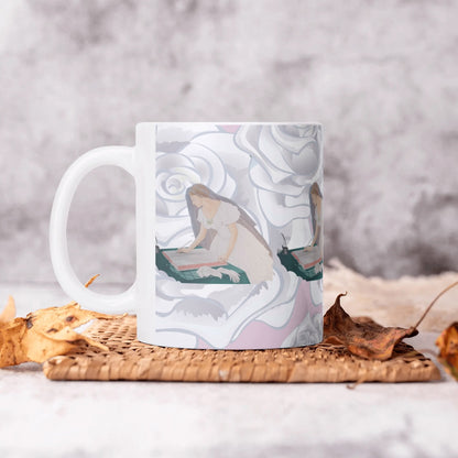 Future Mrs.© White Coffee Mug With White English Roses And Bride