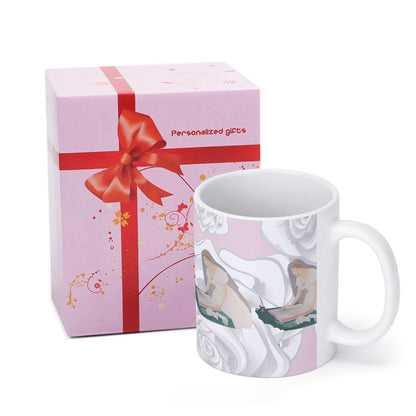 Future Mrs.© White Coffee Mug With White English Roses And Bride