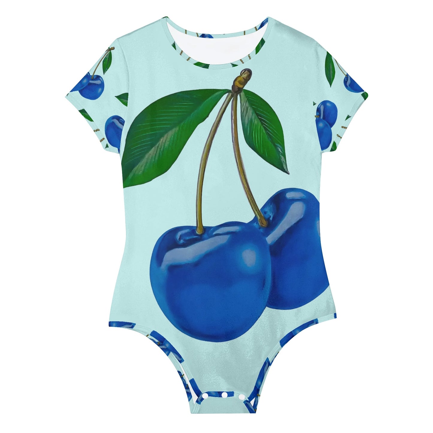 Blue Cherry© Crew Neck Short Sleeve Slim Fit Solid Hold Sports Flex Comfort All Day/Evening Bodysuit In Bella Blue