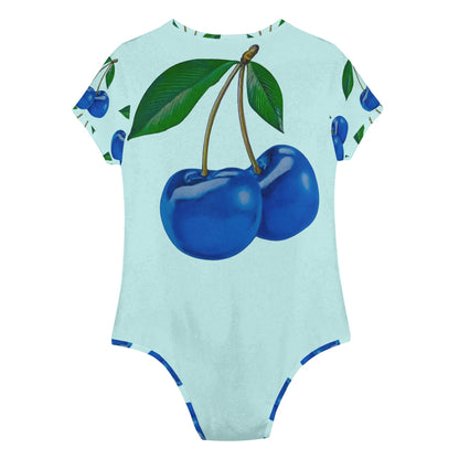 Blue Cherry© Crew Neck Short Sleeve Slim Fit Solid Hold Sports Flex Comfort All Day/Evening Bodysuit In Bella Blue