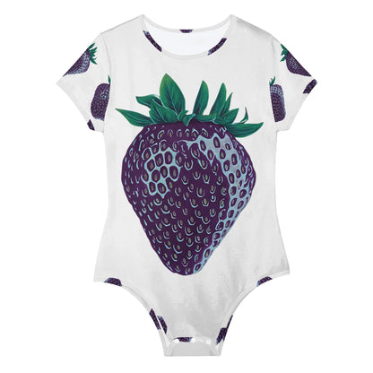 Concord Strawberry© Crew Neck Short Sleeve Slim Fit Solid Hold Sports Flex Comfort All Day/Evening Bodysuit In Whimsical Strawberry