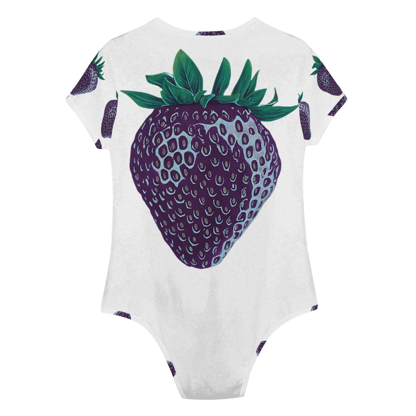 Concord Strawberry© Crew Neck Short Sleeve Slim Fit Solid Hold Sports Flex Comfort All Day/Evening Bodysuit In Whimsical Strawberry