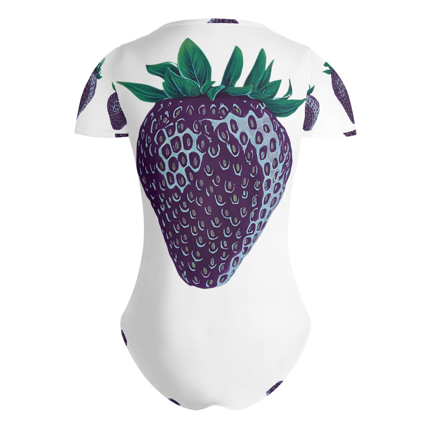 Concord Strawberry© Crew Neck Short Sleeve Slim Fit Solid Hold Sports Flex Comfort All Day/Evening Bodysuit In Whimsical Strawberry