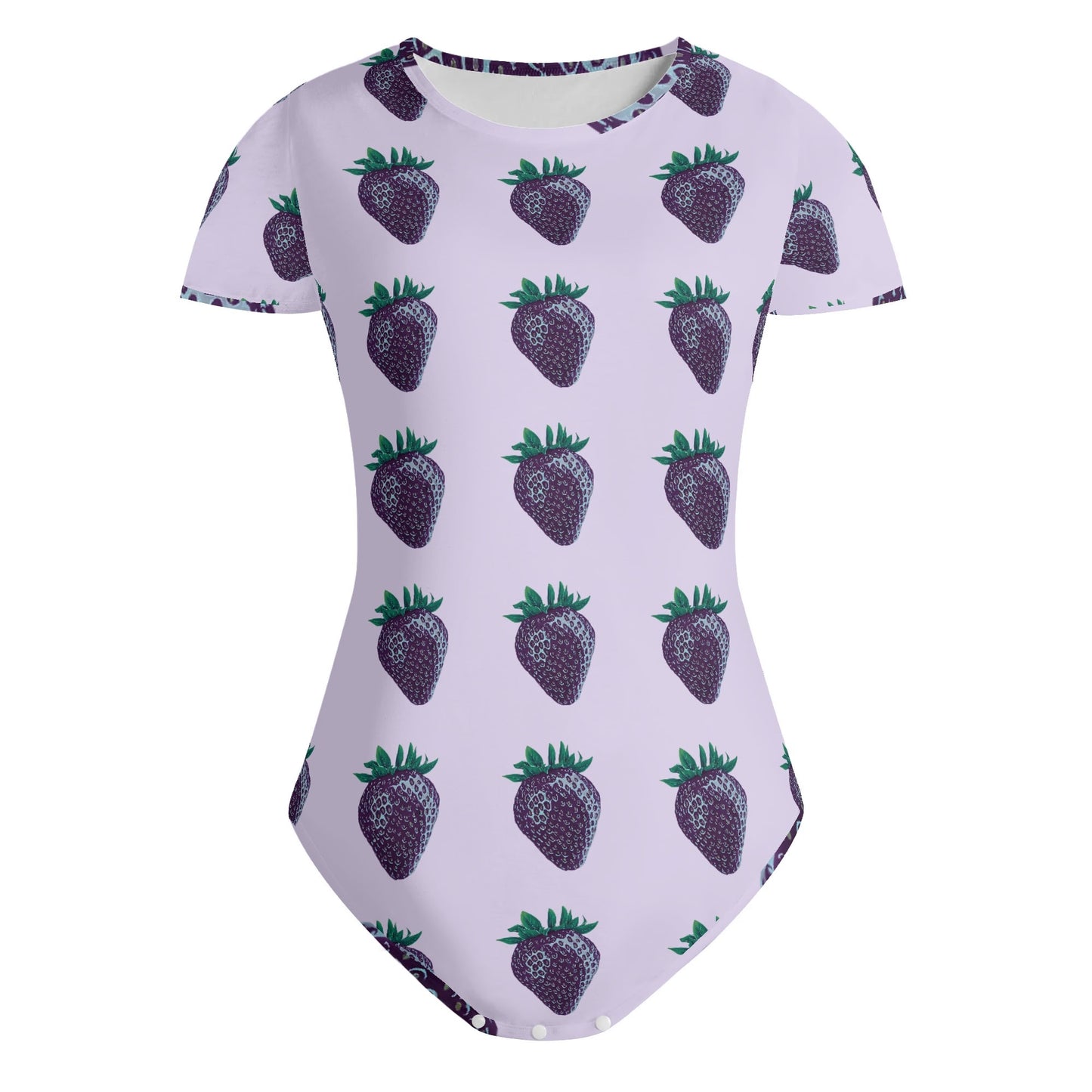 Concord Strawberry© Crew Neck Short Sleeve Slim Fit Solid Hold Sports Flex Comfort All Day/Evening Bodysuit In Plum Palace