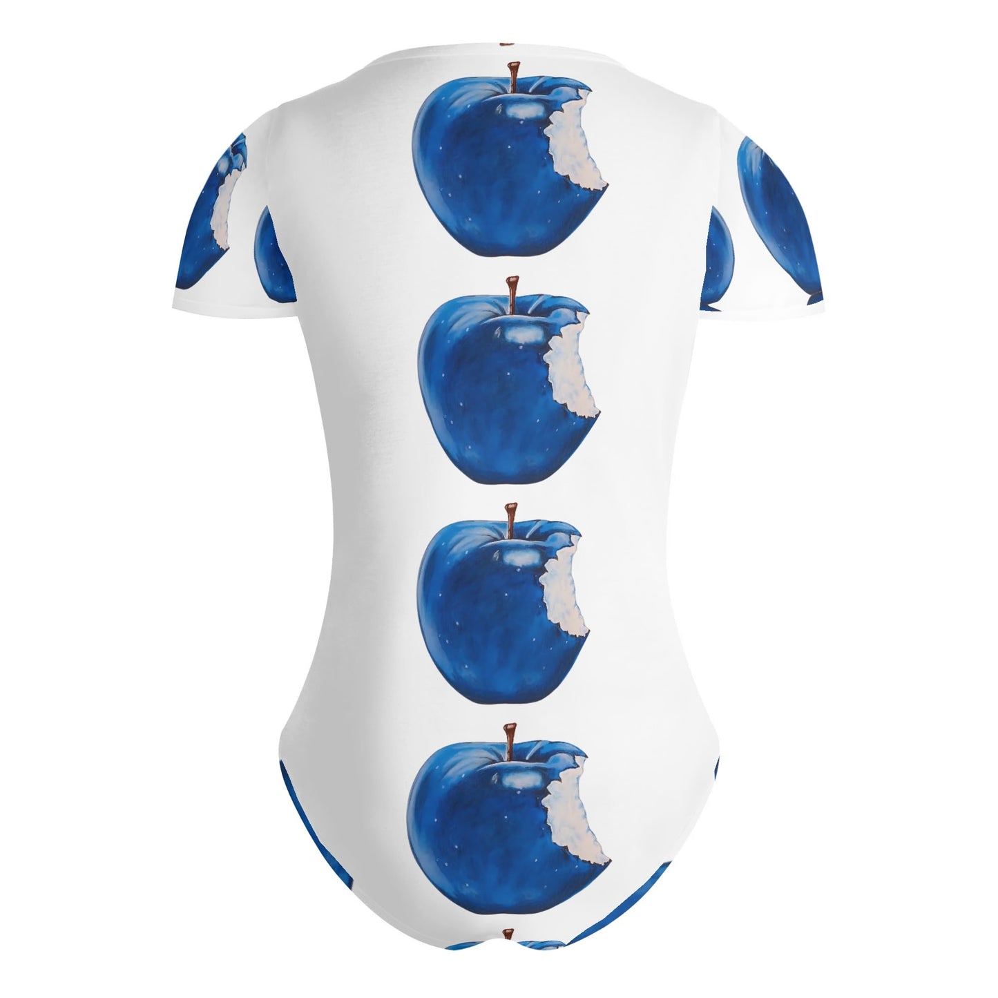 Apple Blue© Crew Neck Short Sleeve Slim Fit Solid Hold Sports Flex Comfort All Day/Evening Bodysuit In Orchard White Dove