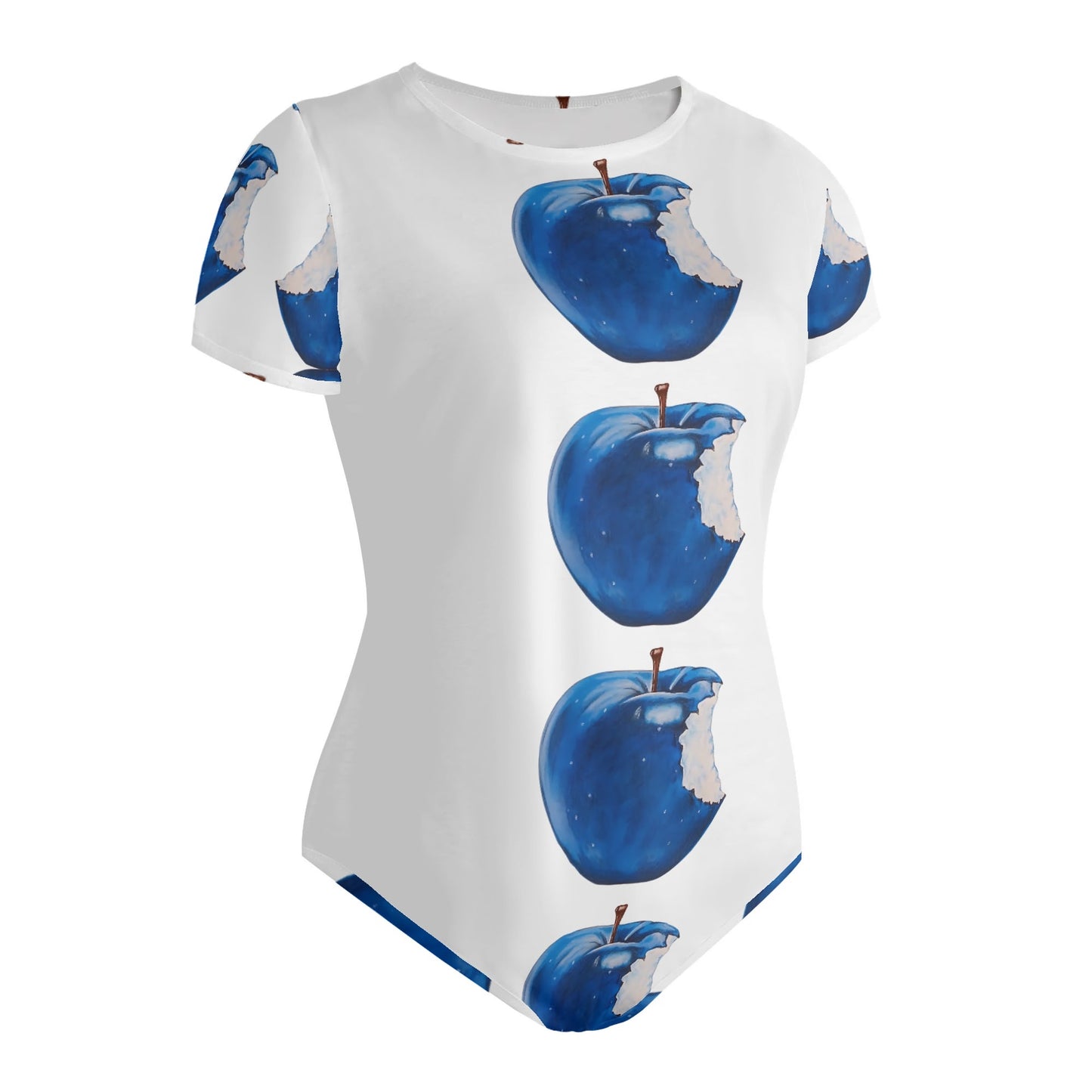 Apple Blue© Crew Neck Short Sleeve Slim Fit Solid Hold Sports Flex Comfort All Day/Evening Bodysuit In Orchard White Dove