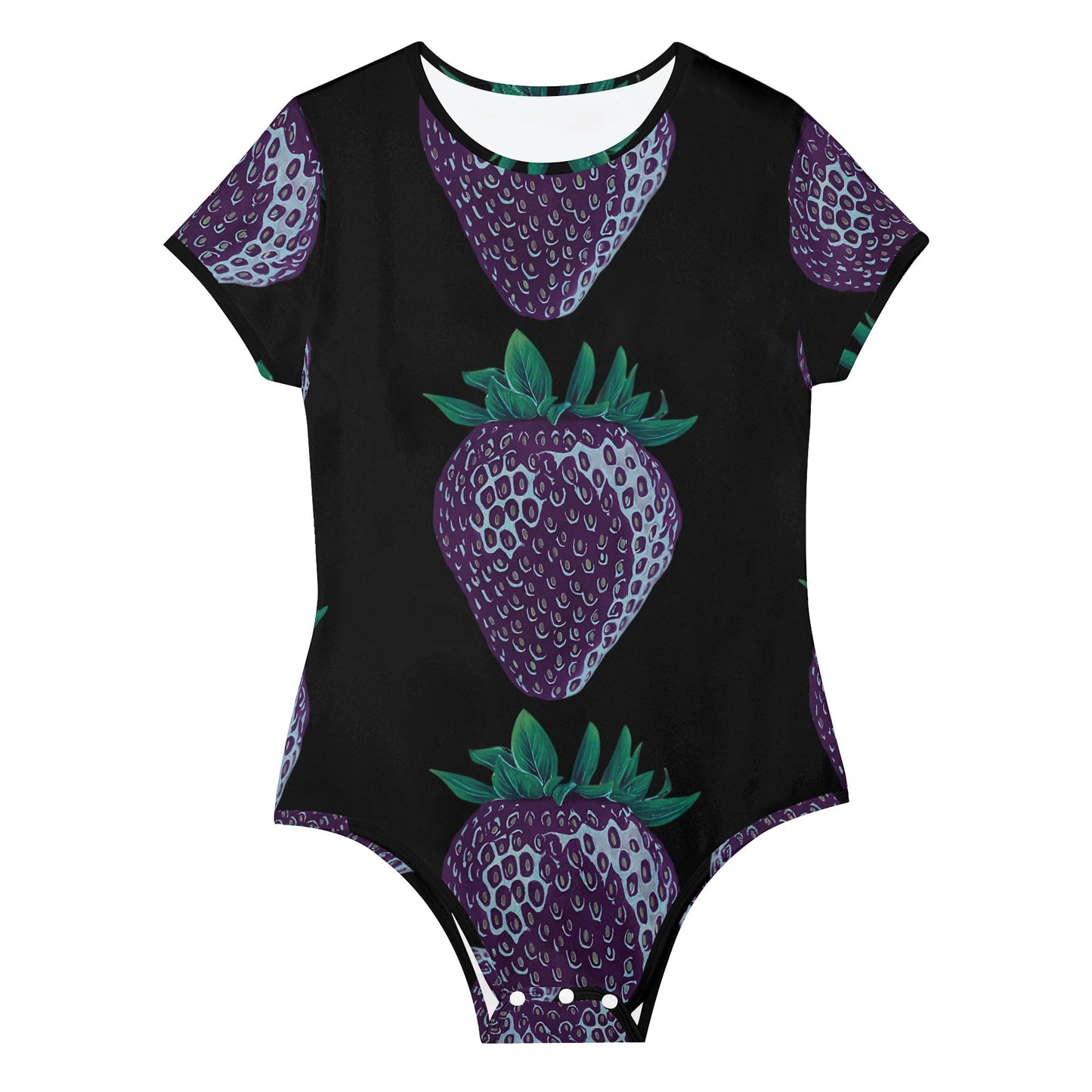 Concord Strawberry© Crew Neck Short Sleeve Slim Fit Solid Hold Sports Flex Comfort All Day/Evening Bodysuit In Night Shadow