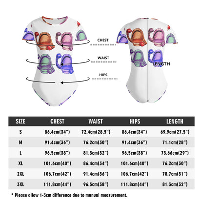 Power Punch© Crew Neck Short Sleeve Slim Fit Solid Hold Sports Flex Comfort All Day/Evening Bodysuit In Lights On Me Multi