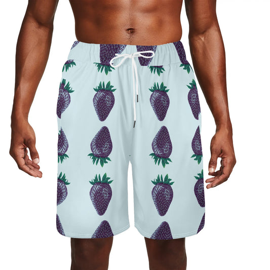 Concord Strawberry© Super Sport Flex Dry Mens Basketball Mesh Shorts Sea Life Swim Trunks Quick Dry In Purple Haze Blue Dazzle