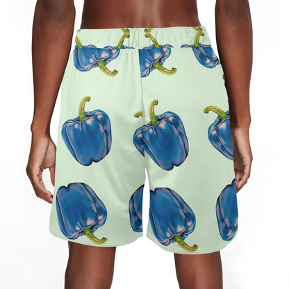 Pepper Blue© Super Sport Flex Dry Mens Basketball Mesh Shorts Sea Life Swim Trunks Quick Dry In Resort Star Chic