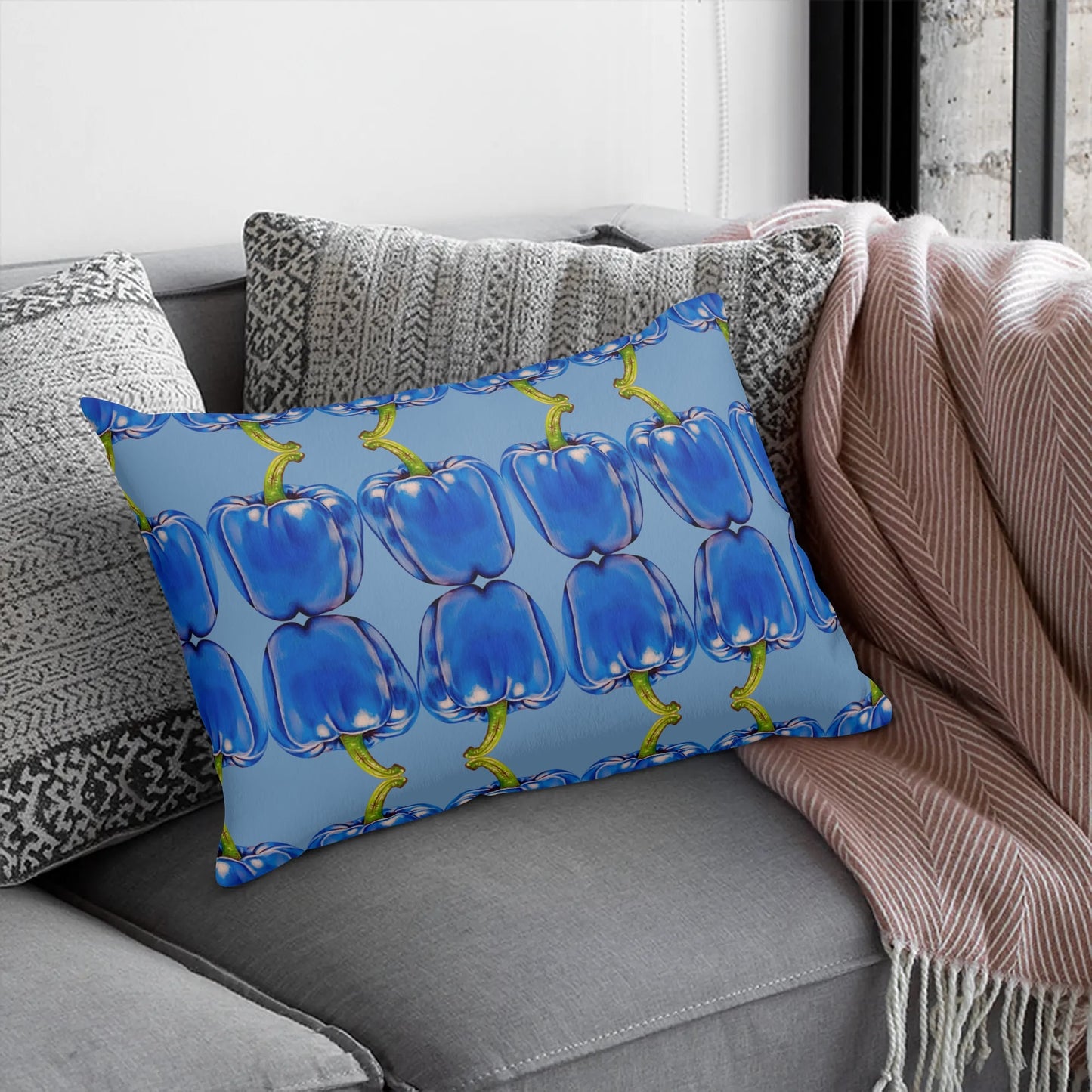 Pepper Blue© Soft Comfort Cozy Decor Rectangular Every Ones Favorite Pillow Case In Mountain Morning Bird Blue Grey