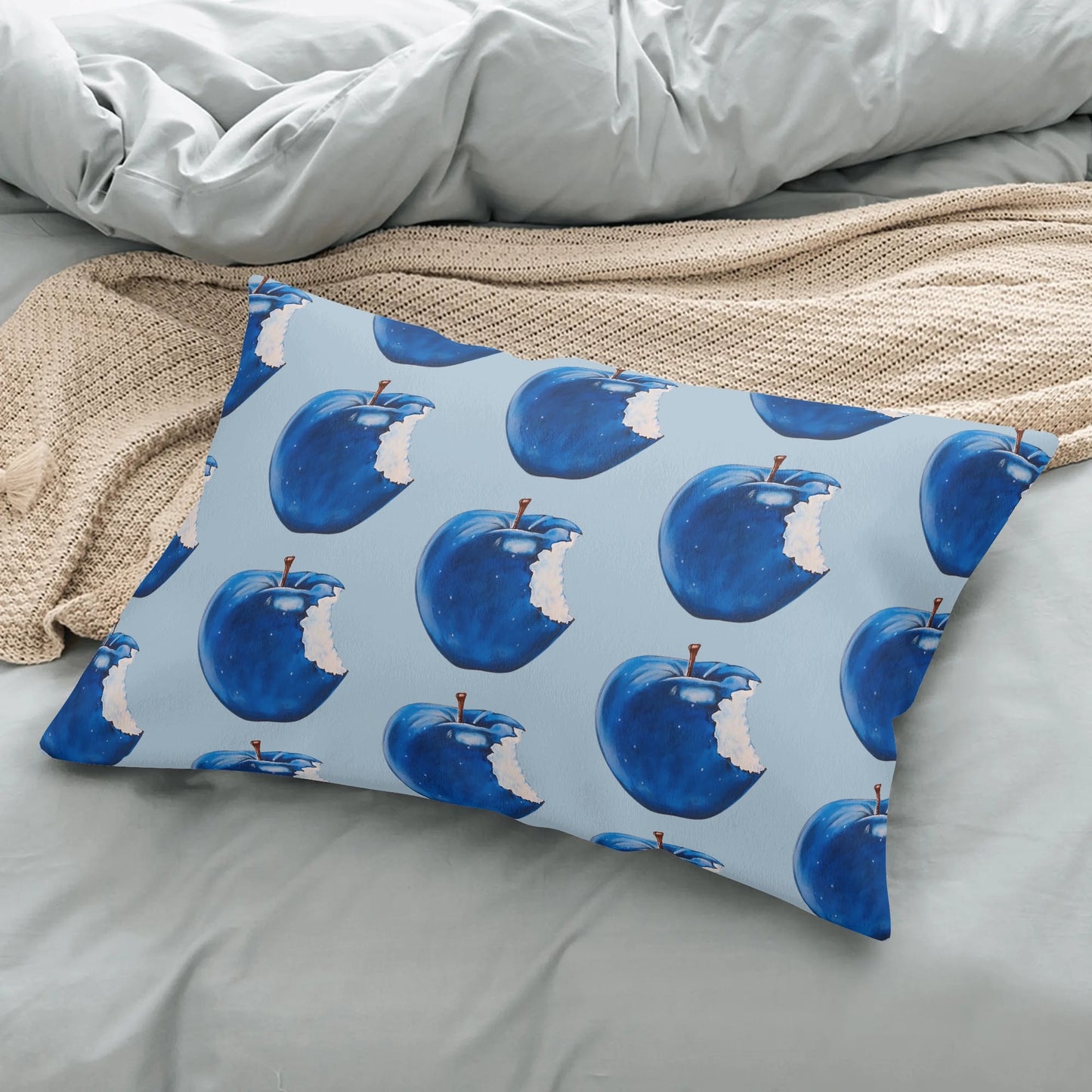 Apple Blue© Soft Comfort Cozy Decor Rectangular Every Ones Favorite Pillow Case In Ice Cream Cotton Candy Blue