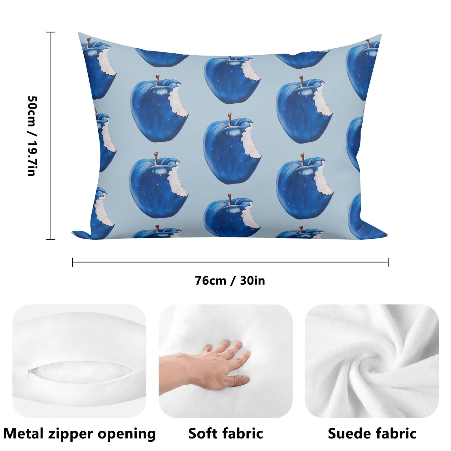 Apple Blue© Soft Comfort Cozy Decor Rectangular Every Ones Favorite Pillow Case In Ice Cream Cotton Candy Blue