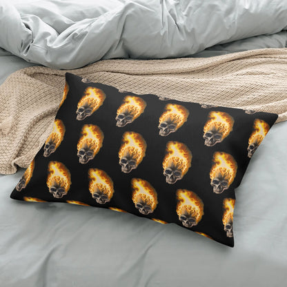 Skull Candy© Soft Comfort Cozy Decor Rectangular Every Ones Favorite Pillow Case In Burning Skulls