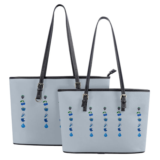 Fruit Bowl In Blue© Euro Soft PU Leather Tote Bag In Conference Ready Grey