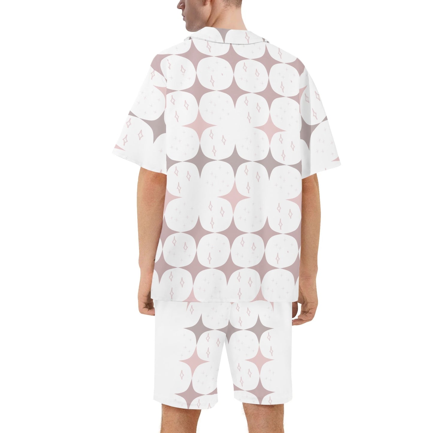 Luxturnal Fashion Mens Regular Fit Hawaiian Short Sleeve Shirt and Shorts Set