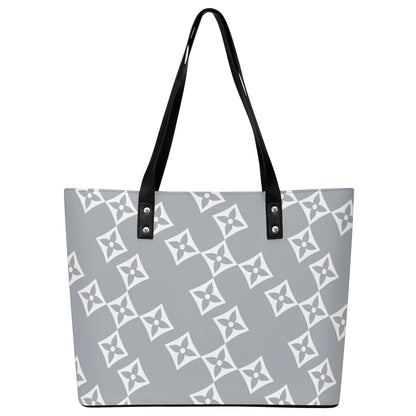 Luxturnal LA© Euro Soft Lux PU Leather Tote Bag In With Front Zipper Pocket In French Cupcake Daydream Grey