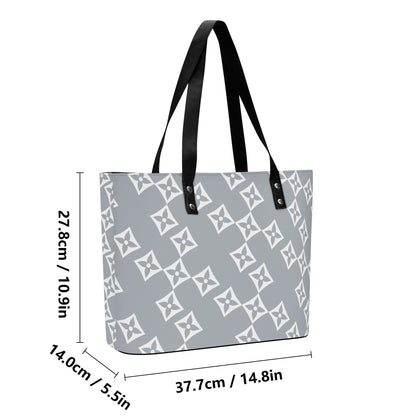 Luxturnal LA© Euro Soft Lux PU Leather Tote Bag In With Front Zipper Pocket In French Cupcake Daydream Grey