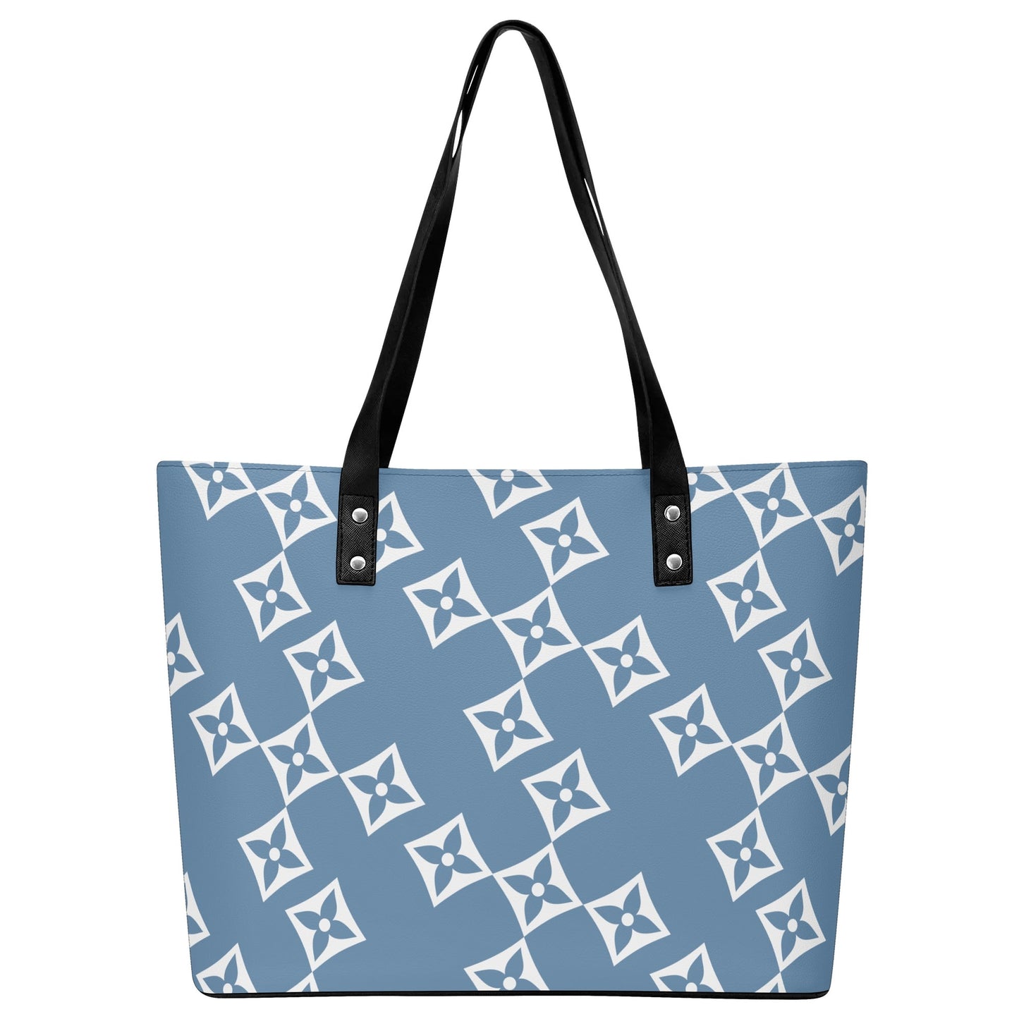 Luxturnal LA© Euro Soft Lux PU Leather Tote Bag In With Front Zipper Pocket In Blue Bell Bird Sings