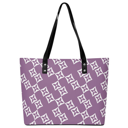 Luxturnal LA© Euro Soft Lux PU Leather Tote Bag In With Front Zipper Pocket In Spa Day Posh Lavender Tea