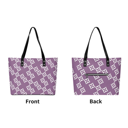 Luxturnal LA© Euro Soft Lux PU Leather Tote Bag In With Front Zipper Pocket In Spa Day Posh Lavender Tea