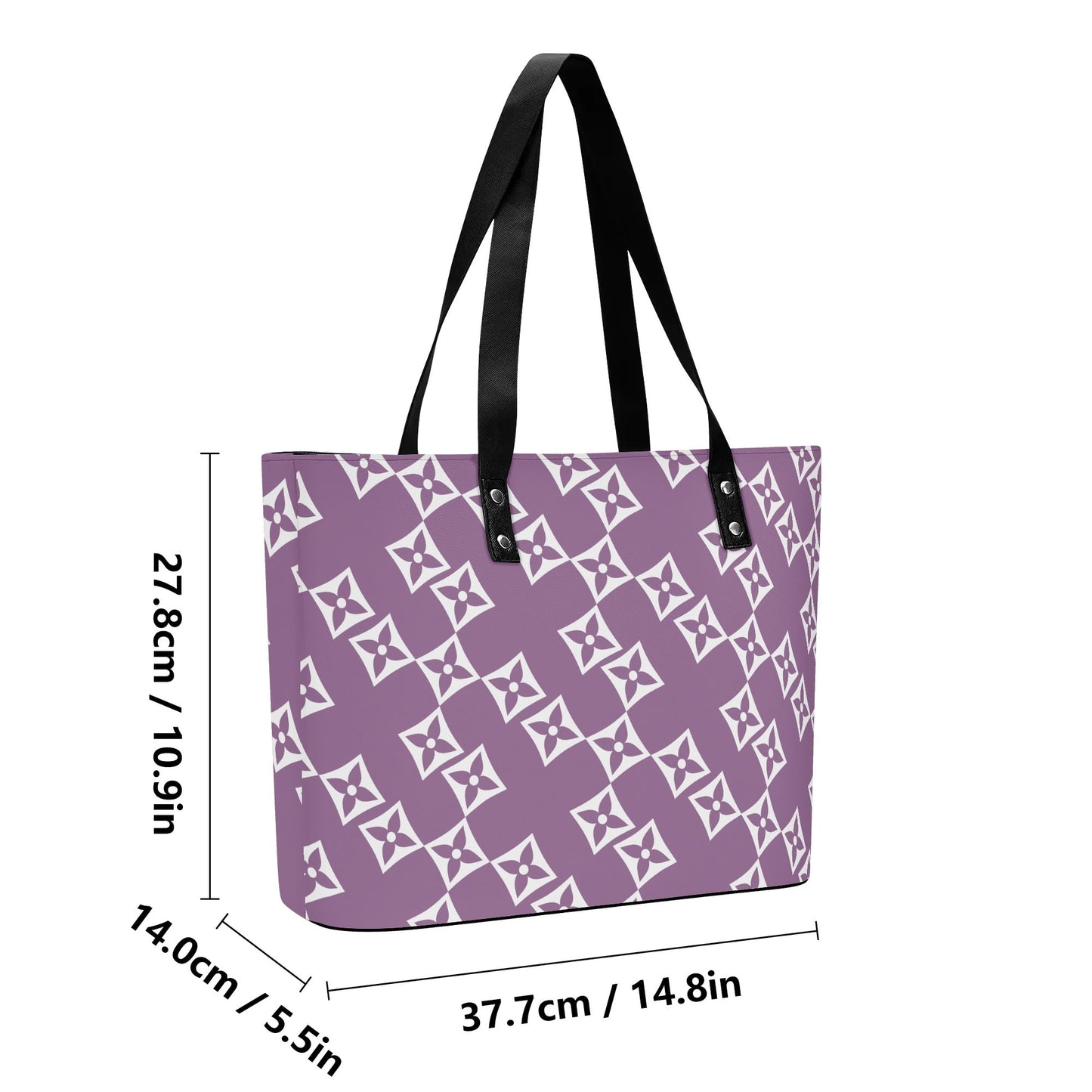 Luxturnal LA© Euro Soft Lux PU Leather Tote Bag In With Front Zipper Pocket In Spa Day Posh Lavender Tea