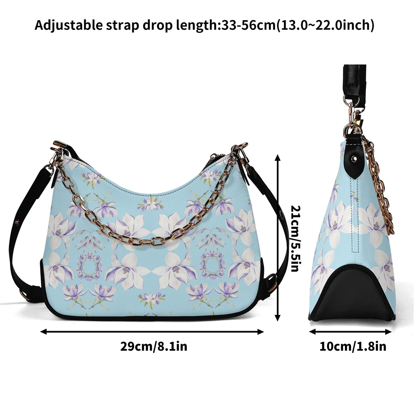 Princess Goddess© Lady PU Shoulder Bag With Chain Decoration In Airibellas Blue Garden Dream