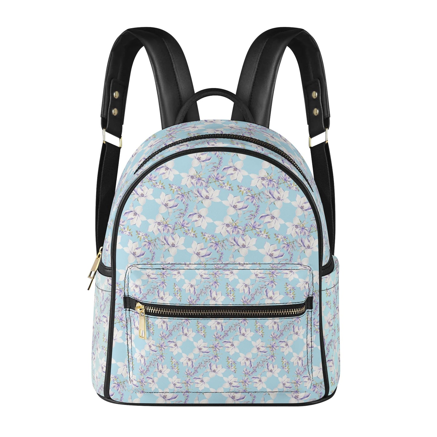 Princess Goddess© Elite Lux Casual Euro Soft PU Leather Backpack In Airibellas Blue Garden Dream