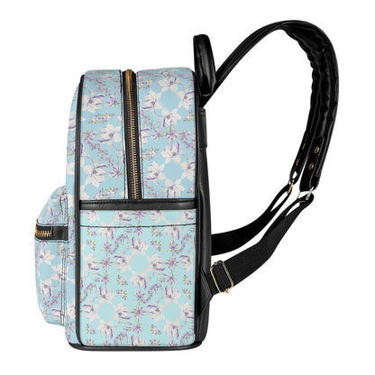 Princess Goddess© Elite Lux Casual Euro Soft PU Leather Backpack In Airibellas Blue Garden Dream