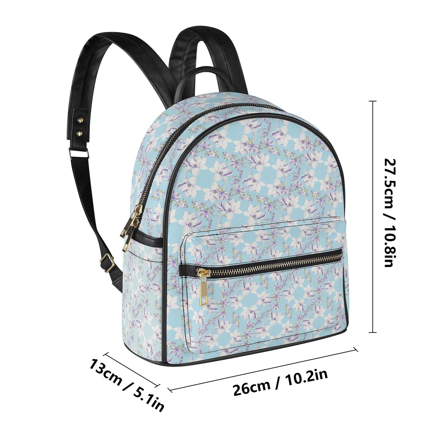 Princess Goddess© Elite Lux Casual Euro Soft PU Leather Backpack In Airibellas Blue Garden Dream