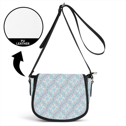 Princess Goddess© Euro Soft PU Leather Saddle Bag n Airibellas Blue Garden Dream