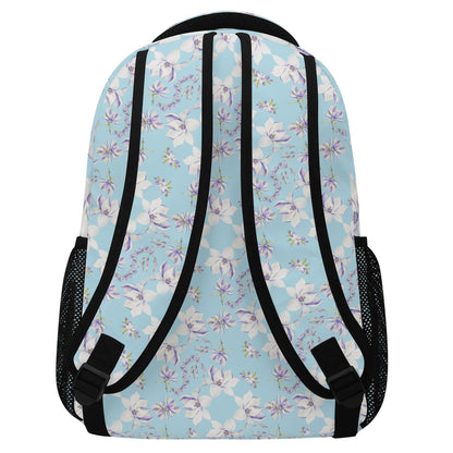 Princess Goddess© Super Duty Sports Flex Durable And Reliable All Year 15 Inch Casual Posh Style School Backpack In Airibellas Blue Garden Dream