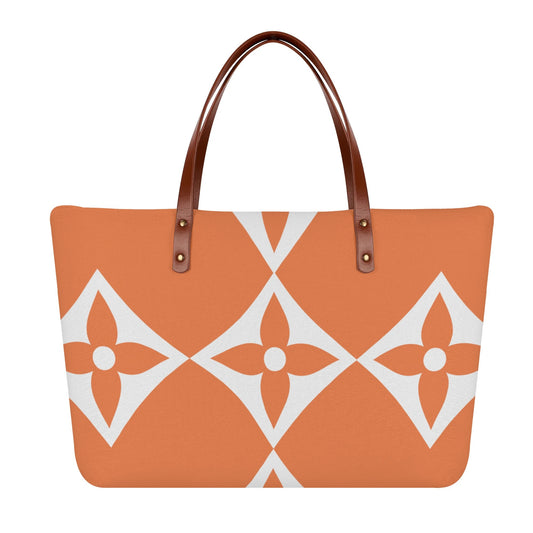 Exclusive LA© Leather Brown Handle Euro Soft Yes Please Luxturnal Lux PU Leather Tote Bag In Orange Butter