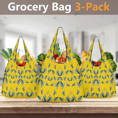 Banana Blue© Ultra Soft Heavy Duty Easy Clean 3 Pack of Grocery Bags In Yellow Better Yay