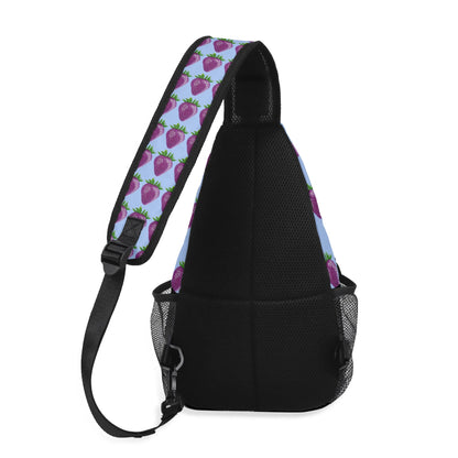 Concord Strawberry© Deluxe Premium Unisex World Traveler Comfort Chest Crossbody Bag with Adjustable Strap In Island Paradise Lavender