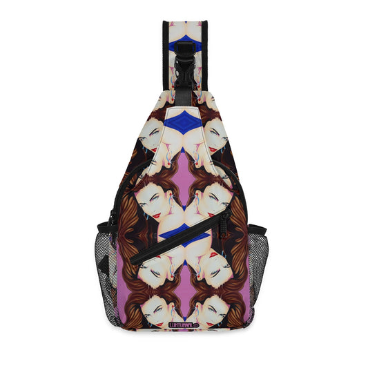 Lady Print© Deluxe Premium Unisex World Traveler Comfort Chest Crossbody Bag with Adjustable Strap In Sunset Boulevard