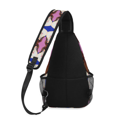 Lady Print© Deluxe Premium Unisex World Traveler Comfort Chest Crossbody Bag with Adjustable Strap In Sunset Boulevard