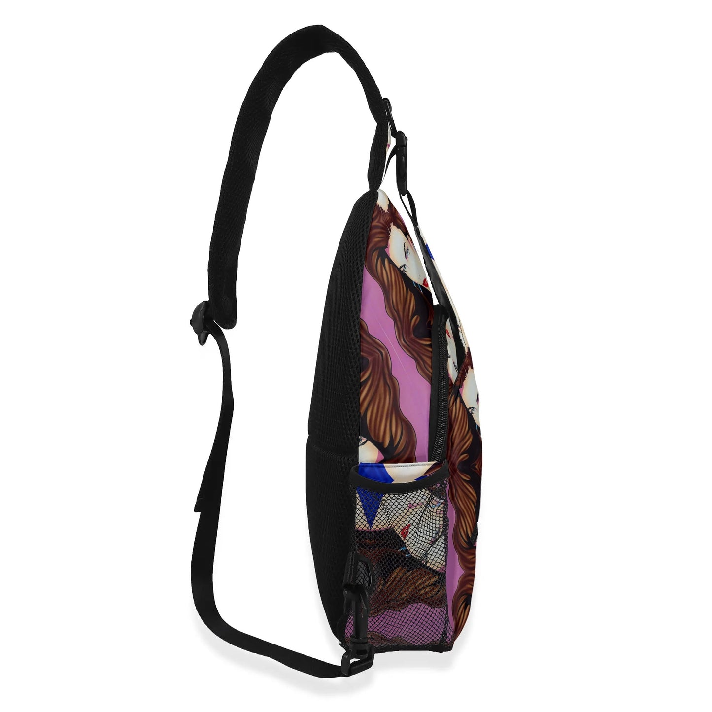 Lady Print© Deluxe Premium Unisex World Traveler Comfort Chest Crossbody Bag with Adjustable Strap In Sunset Boulevard