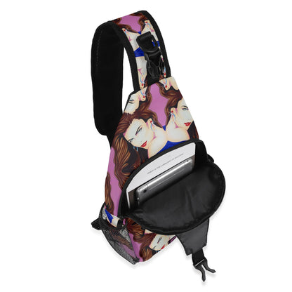 Lady Print© Deluxe Premium Unisex World Traveler Comfort Chest Crossbody Bag with Adjustable Strap In Sunset Boulevard