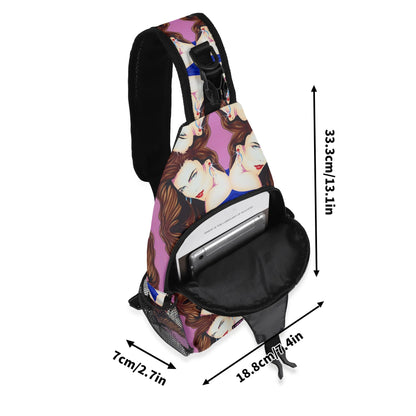 Lady Print© Deluxe Premium Unisex World Traveler Comfort Chest Crossbody Bag with Adjustable Strap In Sunset Boulevard