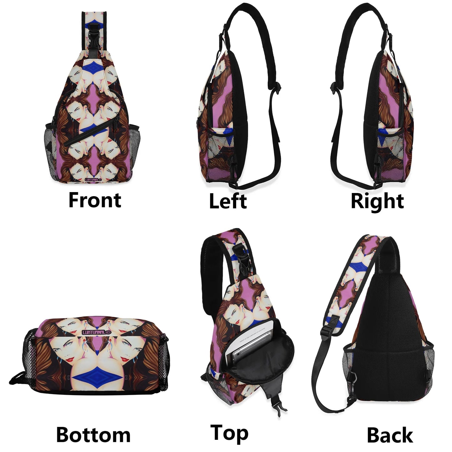 Lady Print© Deluxe Premium Unisex World Traveler Comfort Chest Crossbody Bag with Adjustable Strap In Sunset Boulevard