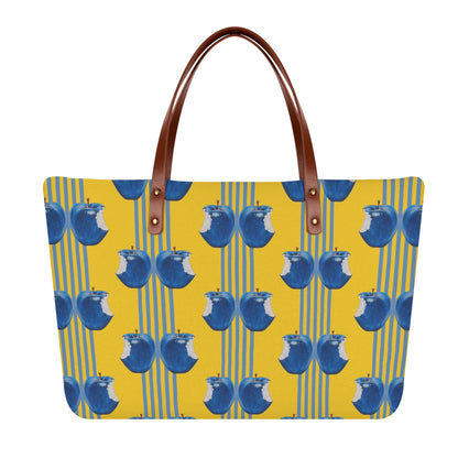 Apple Blue© Super Soft European PU Leather Comfort Tote Bag With Zip Closure In Waking Up The Sun