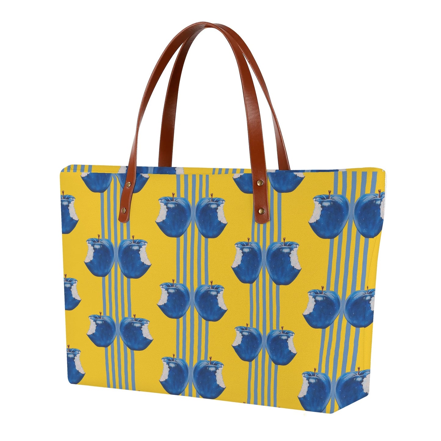 Apple Blue© Super Soft European PU Leather Comfort Tote Bag With Zip Closure In Waking Up The Sun