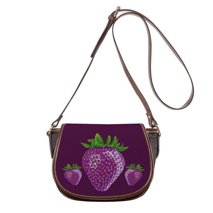 Concord Strawberry© Signature Classic Euro Soft PU Leather Shoulder Saddle bag In Rich Posh Pretty Purple