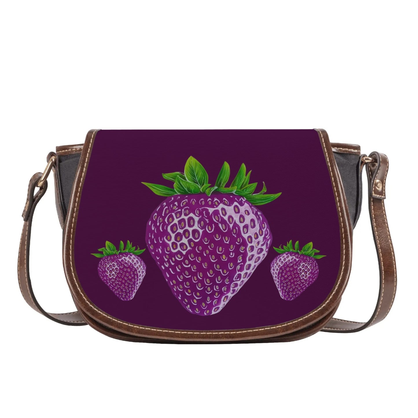 Concord Strawberry© Signature Classic Euro Soft PU Leather Shoulder Saddle bag In Rich Posh Pretty Purple