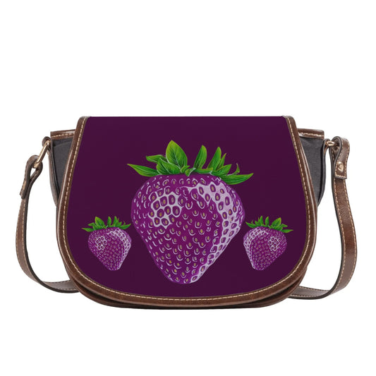 Concord Strawberry© Signature Classic Euro Soft PU Leather Shoulder Saddle bag In Rich Posh Pretty Purple