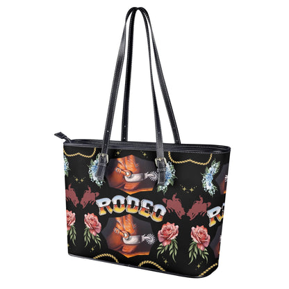 Rodeo© Country Western Pop By Luxturnal© Euro Soft PU Leather Tote Bag In Western Spring River