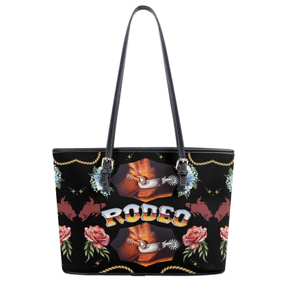 Rodeo© Country Western Pop By Luxturnal© Euro Soft PU Leather Tote Bag In Western Spring River