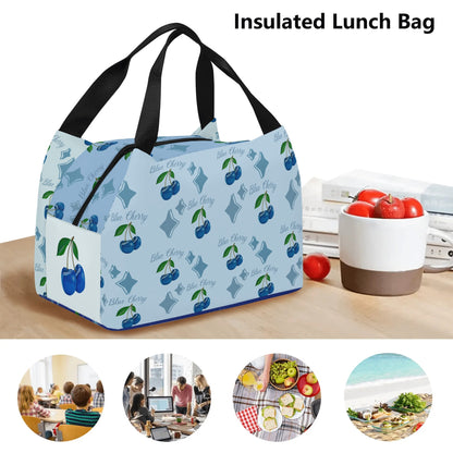 Blue Cherry© Super Duty Easy Clean All Day Cool Portable Tote Lunch Bag In Color Pop Blue Jade